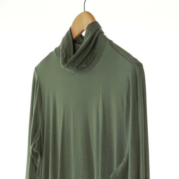 NWT Eileen Fisher Fine Jersey Turtleneck Fluid Tunic Cypress Green Womens M Boho - Picture 4 of 7